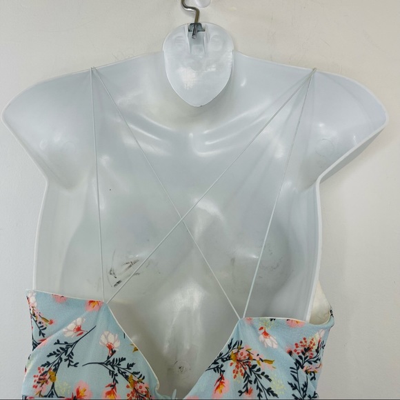 Shasa Women’s V-Neck Mint Summer Floral Print Spaghetti Strap A-line Dress Sz M - Picture 9 of 9